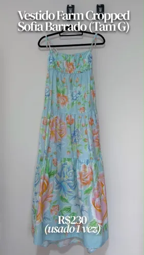 Vestido Farm Cropped Sofia Barrado - Tam G (USADO 1 VEZ)