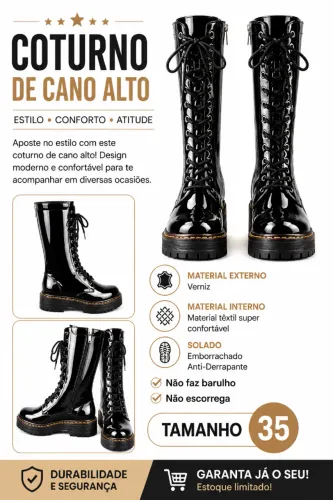 Aposte no estilo com este coturno de cano alto!