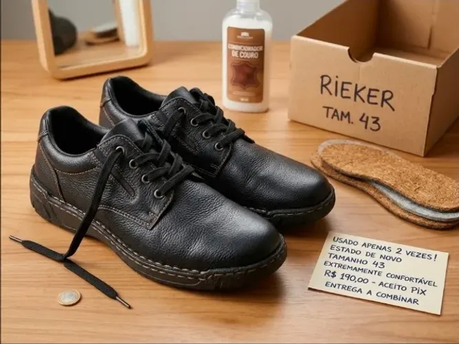 Sapato Masculino Rieker Antistress Couro Legítimo Tam. 43 - Importado