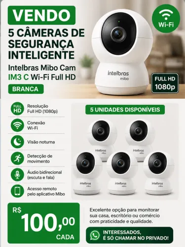 Câmera de Segurança Inteligente Intelbras Mibo Cam IM3 C Wi-Fi Full HD