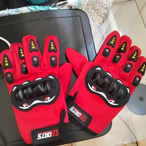 Luva para Moto Esportiva Vermelha com Proteção Antiderrapante - Nova