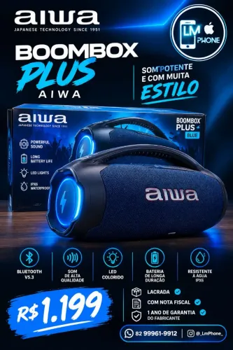 Boombox Plus Aiwa Azul | Lacrada | Com Nota Fiscal | 1 ano de garantia
