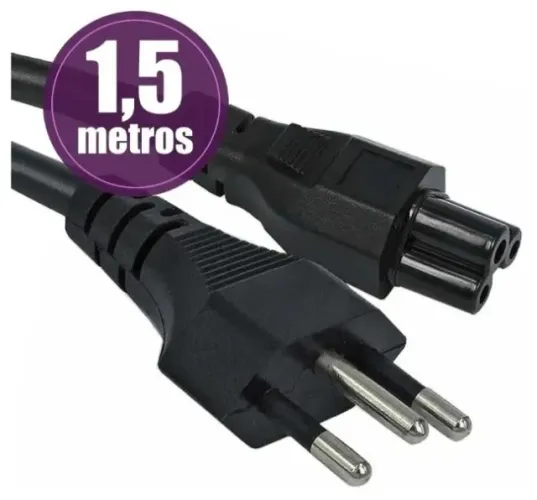 CABO DE FORÇA TIPO MICKEY TRIPOLAR PADRÃO ABNT 2P+T 10A NOTEBOOK MONITOR 1.5M 110/220V - T