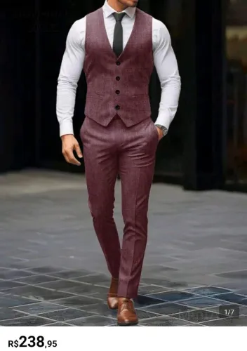Traje social slim fit sem paletó