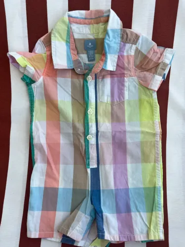 Macacão xadrez infantil GAP - tam 6 - 12 m