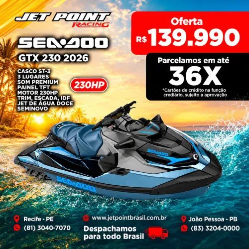 JET SKI SEA DOO GTX 230 2026, Casco ST-3, Som Premium, TFT, TROCO/PARCELO
