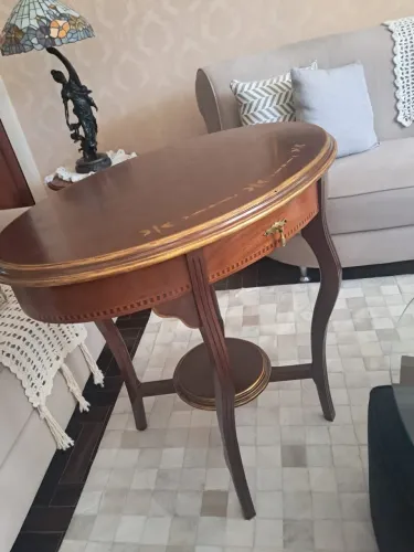 Aparador marchetado madeira de lei ovalado relíquia exclusivo original artesanal