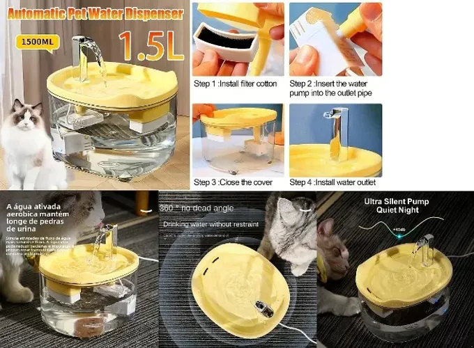 PREMIUM - Bebedouro para Gatos e Cães, Circulação Dagua com duplo Filtro e 1,5 Litro
