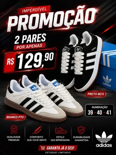 Kit 2 pares de tênis promoção