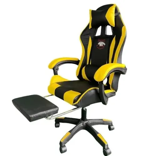 Cadeira Gamer Reclinável preta e amarela 