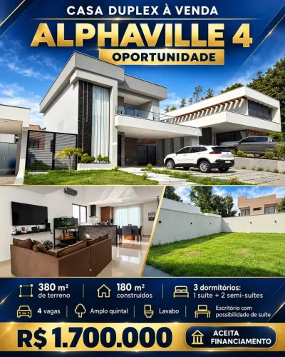 Condominio Alphaville 4 com 180m² com 3 quartos em Ponta Negra - Manaus - AM