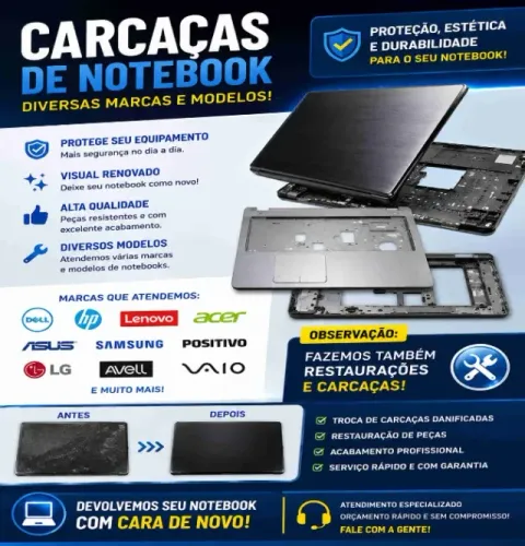 Carcaças de notebooks diversas marcas e modelos !