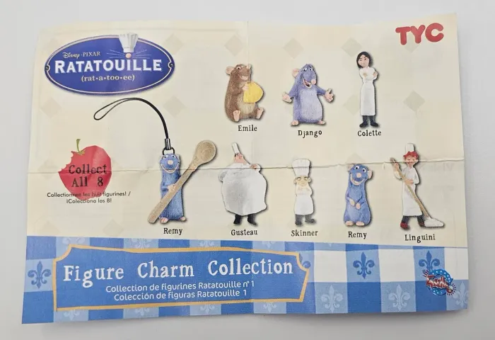 Coleção Completa Ratatouille - 8 Figure Charms TYC/Tomy Yujin