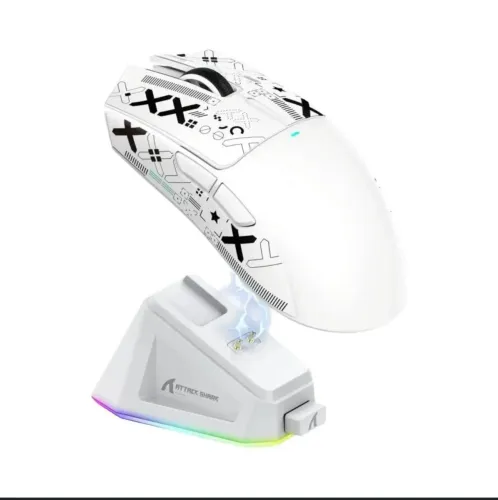 Mouse Gamer Sem Fio Attack Shark X11 PixArt PAW3311 BT 2.4G E Base De Carregamento - AULA