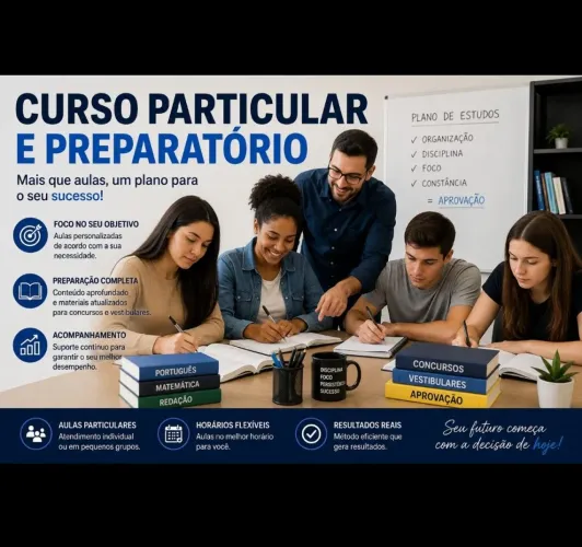 Aula particular e preparação para concurso. Somente $ 40,00