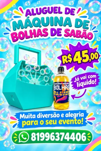 Máquina de bolinha de sabão com líquido