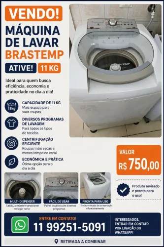 ABAIXEI PARA SAIR HOJE Máquina de Lavar Brastemp Ative 11kg
