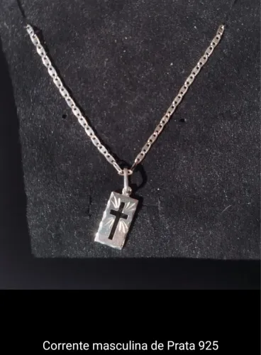 Corrente de prata 925 masculina com pingente 