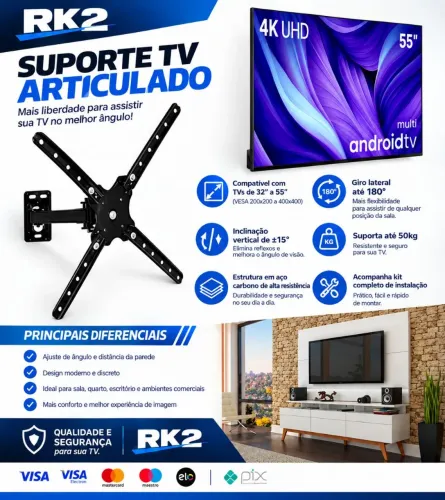 Suporte Tv Articulado MDB3467 Tv 14" a 55"