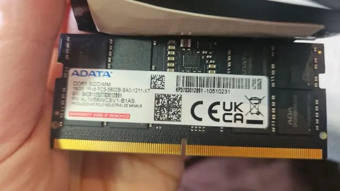 Memória RAM DDR5 16GB 5600MHz SK Hynix / A-Data (Notebook - SO-DIMM) R$ 900,00