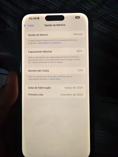 Iphone 15 Pro Max 256GB, sem marcas de uso, saúde da bateria 89%, com Nota Fiscal