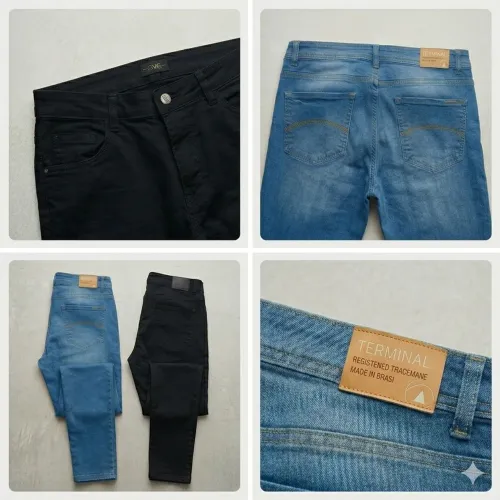 Kit 2 Calças Jeans Masculinas 44 - Terminal, Azul e Preta