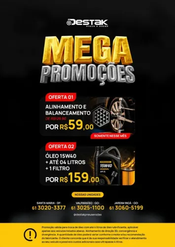 Alinhamento e balanceamento por $59.90