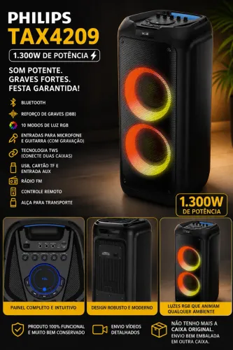Caixa de Som Philips TAX4209 - 1.300W | Muito Nova e Bem Conservada ?