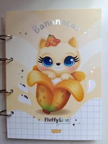 Caderno argolado college banana cat 80 folhas.