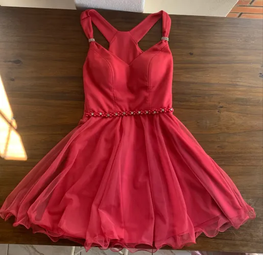 Vestido festa rosa brilho PP