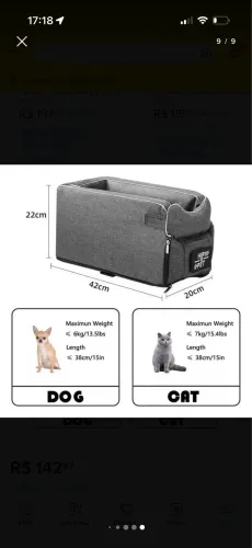Bolsa de transporte para Pet (cães e gatos)