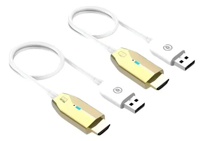 Cabo Extensor Hdmi Sem Fio, Transmissor E Receptor Dourado