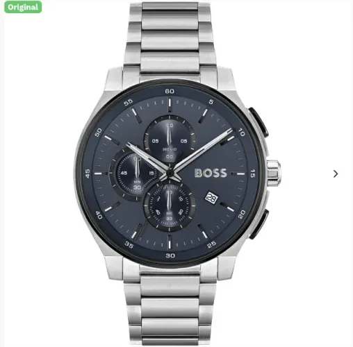 Relógio BOSS Cronografo Prata e Azul - Masculino - Seminovo 