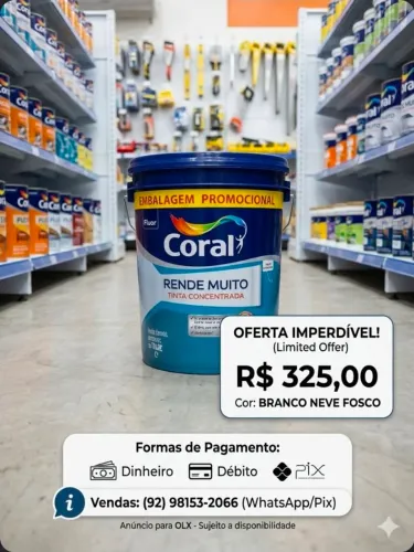 Tinta fosca rende muito.