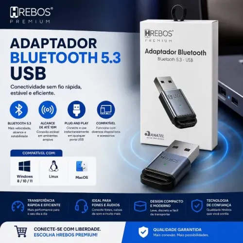 Adaptador Bluetooth 5.3 - Hrebos