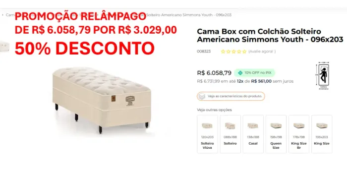 CAMA BOX E COLCHÃO