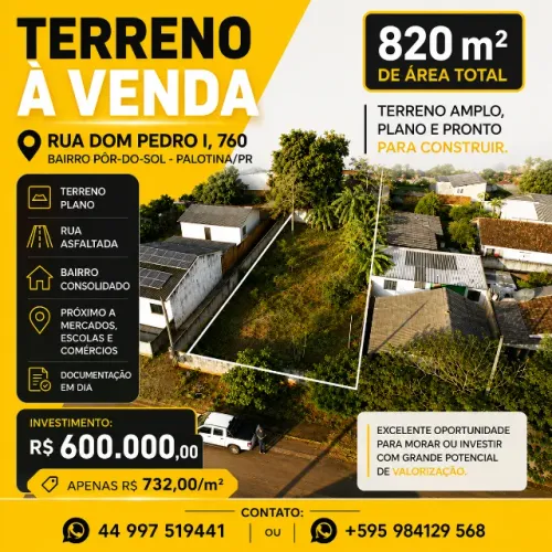 Terreno de 820m2 em palotina