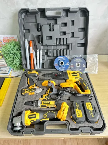 Kit de Ferramentas Elétricas 4 em 1 Brushless com 2 Baterias