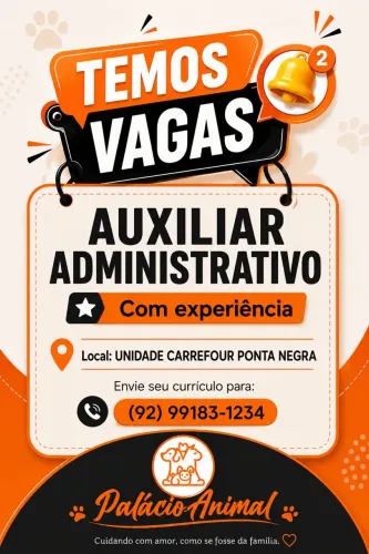 Vaga pra auxiliar Administrativo com experiência 