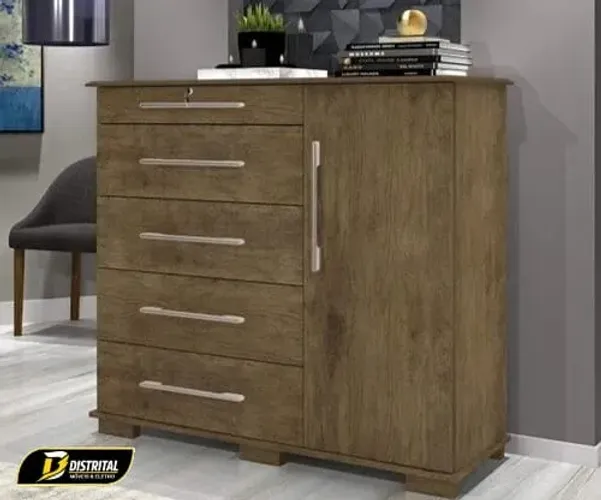 Cômoda 5 Gavetas 1 Porta Detroit New pronta Entrega