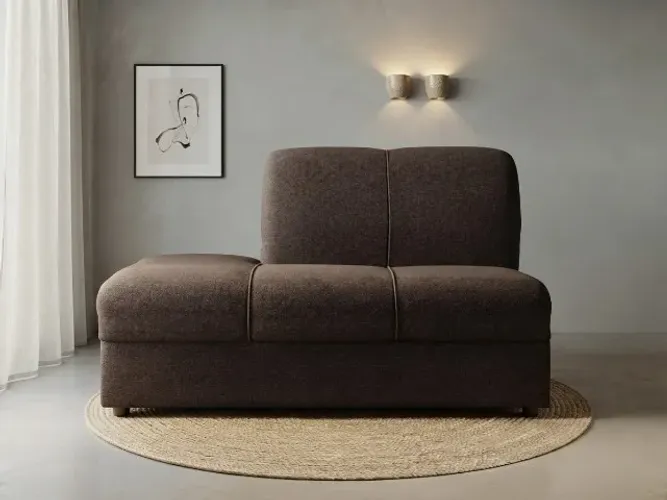 Sofá Modular 2 Lugares Principais Com Encosto, Cor Marrom Esc.Com 140 cm, 80 Largura, 47 ,