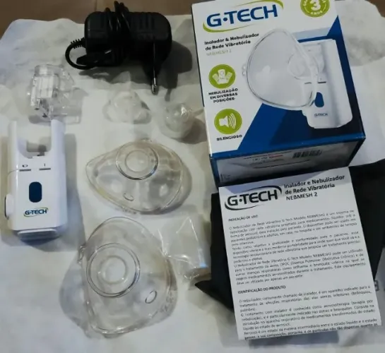 Inalador Nebulizador G-tech Nebmesh 2 com fonte e na garantia com rede vibratória