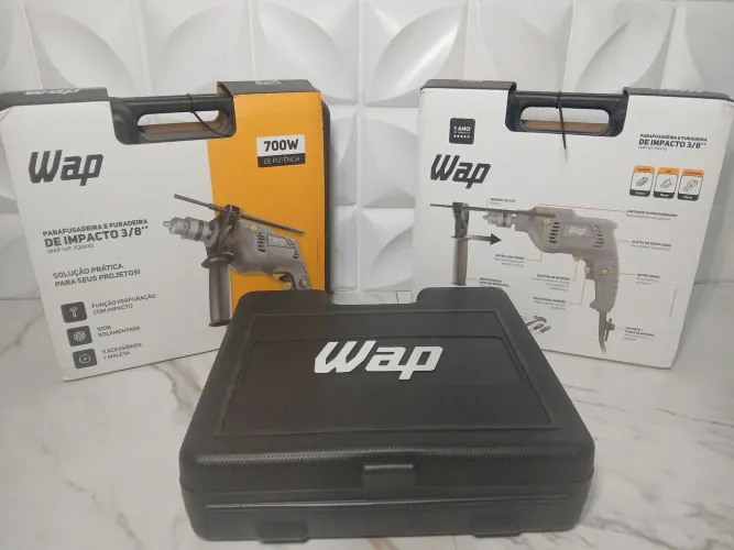 Parafusadeira e Furadeira de Impacto Wap 700W com Maleta e 11 Acessórios - Nova - Pronta