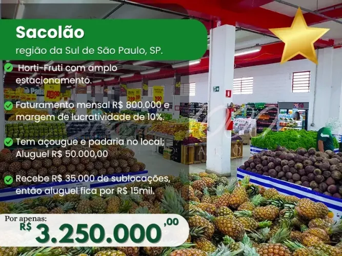 Sacolão na região Sul de São Paulo, SP. (Cod. 112164)