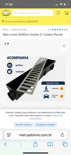 Ralo Linear 50X8 Ideal Piscina Pátios Banheiro
