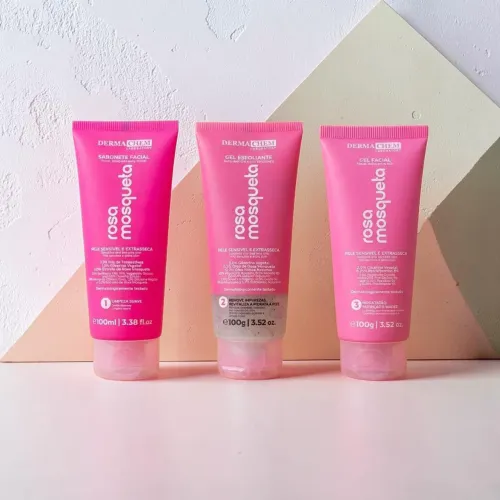 Kit Skincare Rosa Mosqueta Dermachem - 3 Produtos Cuidado Facial