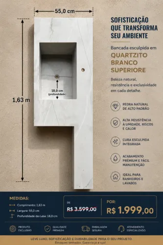 Lavatório/Pia de banheiro de Quartzo Bianco Superiore