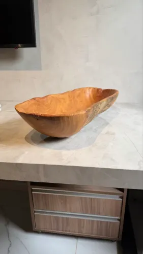 Gamela Rústica em Madeira Maciça Artesanal | Peça Única | Decoração e Mesa Posta