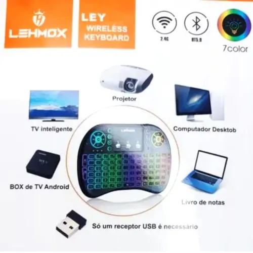 Mini Teclado com TouchPad - Controle sem Fio Wireless com Led LE7716/ KA-1118<br>