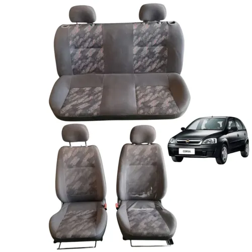 Jogo Banco Tecido Gm Corsa Hatch 2003 2004 2005 2006 Detalhe Cinza